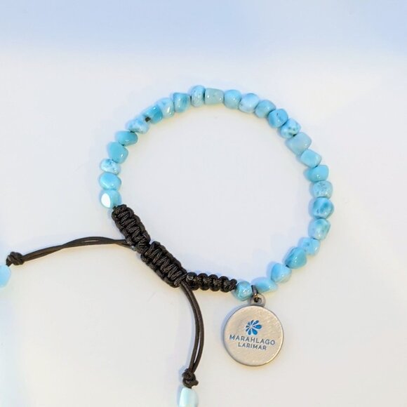 Marahlago Larimar Bracelet With Adjustable Cord & Silver Charm - Picture 8 of 9